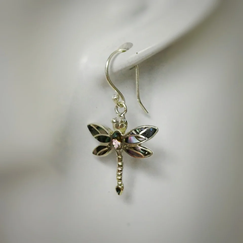 Dragonfly Abalone Set of Earrings and Pendant