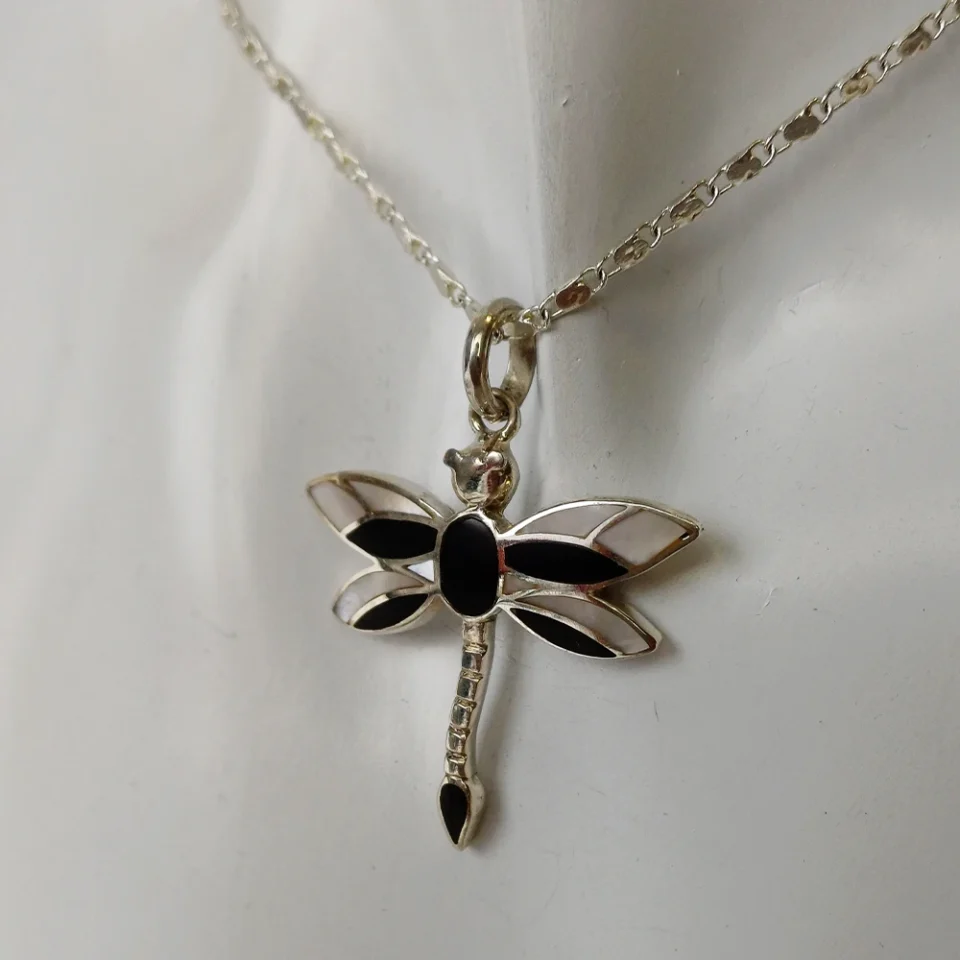 Dragonfly Nacre & Onyx Pendant