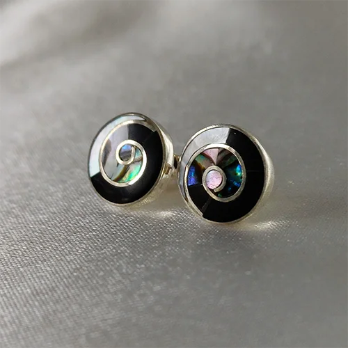 Spiral Abalone Nacre Onyx stud Earrings (S)