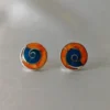 Spiral Coral and Chrysocolla stud Earrings (s)