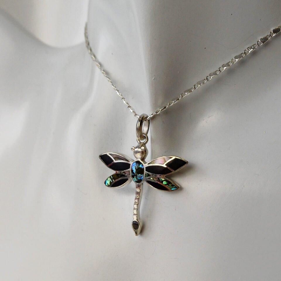 Dragon-fly Abalone & Onyx Pendant